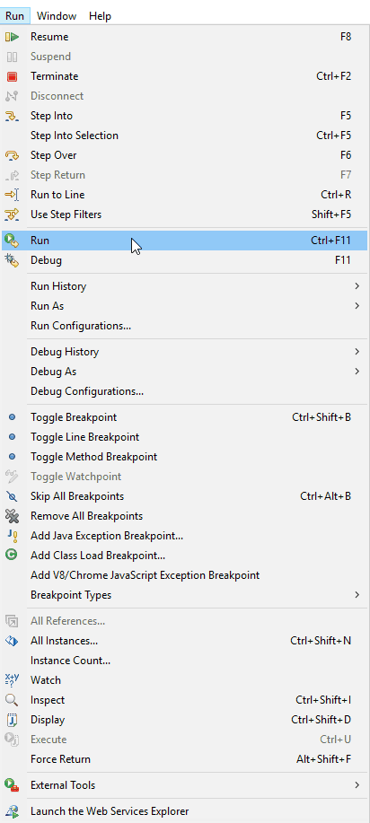 Run Menu